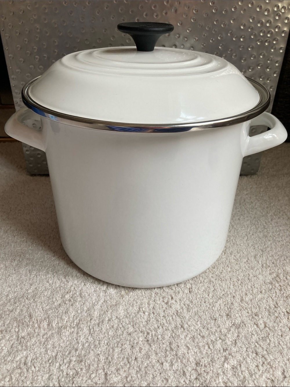 Le Creuset enameled steel white stock pot